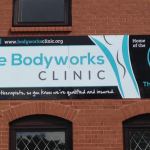 The Bodyworks Clinic in Washington, sign and banner design.